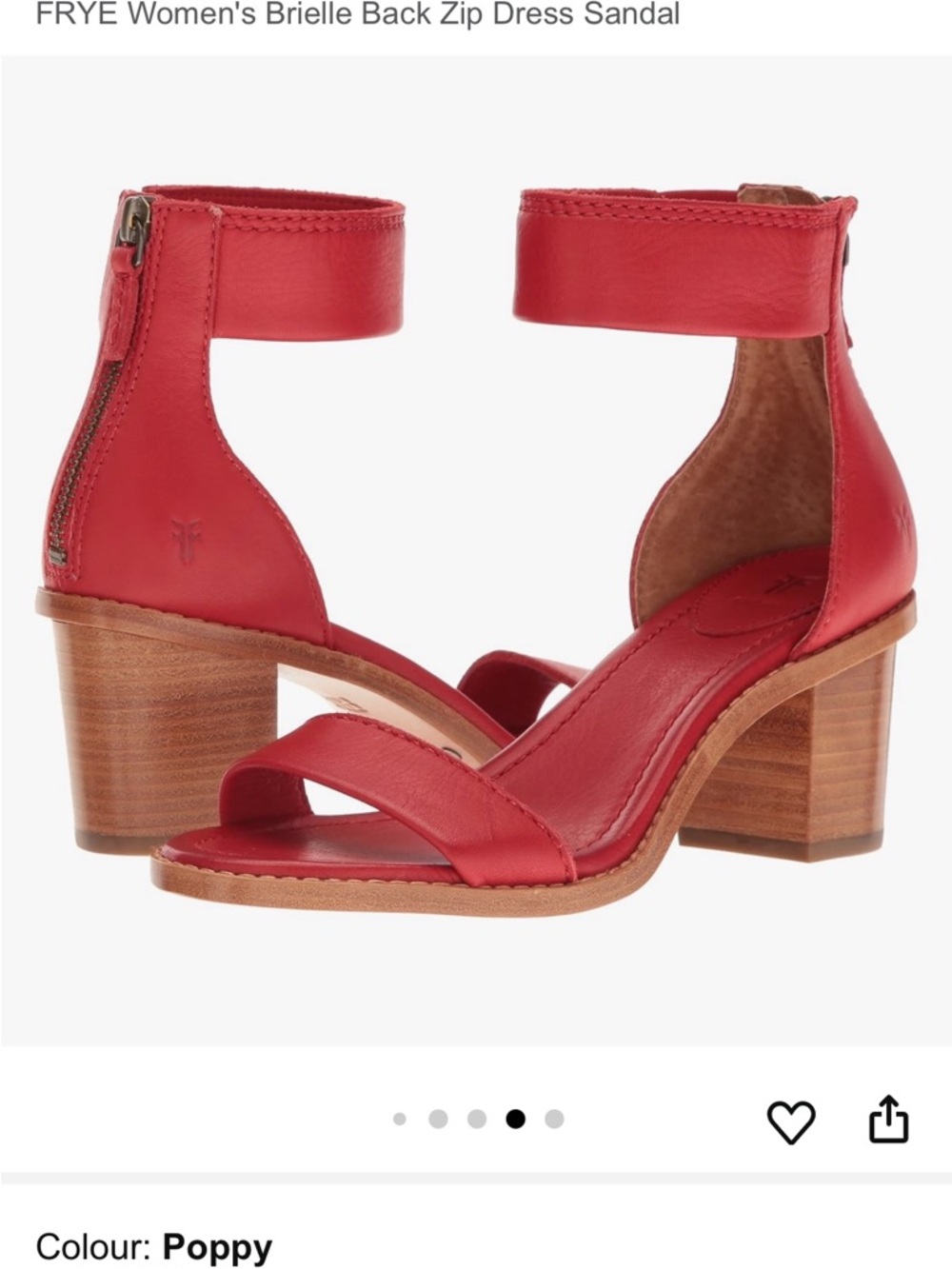 Frye Poppy Red Leather Ankle-Strap Block Heel Sandal